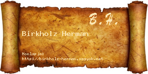 Birkholz Herman névjegykártya
